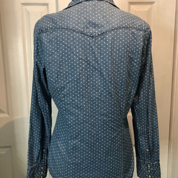 Polka Dot chambray Button Down - Picture 3 of 4